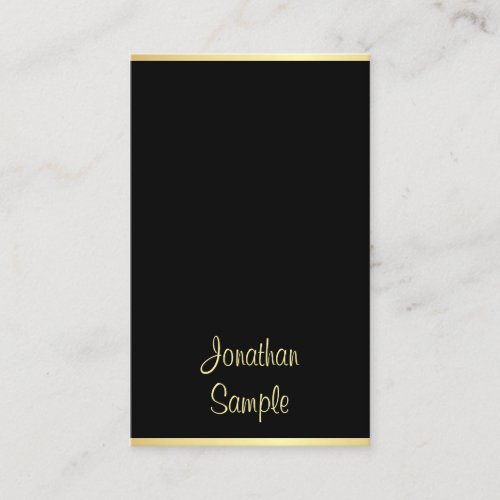 Custom Modern Black Gold Handwritten Script Trendy Business Card