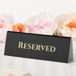 Custom Modern Black Gold Reserved Restaurant Event Table Tent