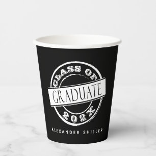 Custom Modern Black Graduation Paper Cups
