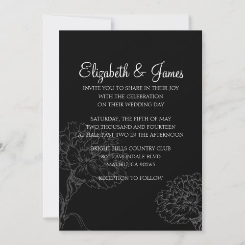 Custom Modern Black Wedding Invitations