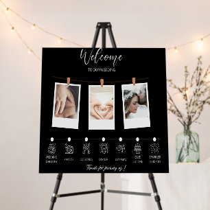 Custom Modern Black Wedding Timeline Foam Board