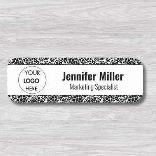 Custom Modern Black & White Business Logo Name Tag