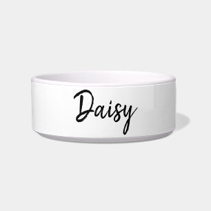 Custom Modern Black & White Girl Dog Bowl Chic Cat