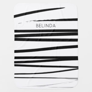Custom Modern Black & White Lines Abstract Art  Baby Blanket