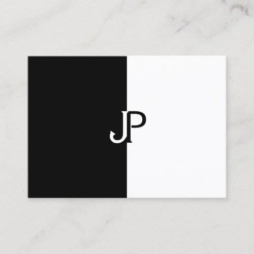 Custom Modern Black White Monogram Chic Template Business Card