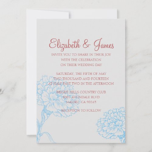 Custom Modern Blue and Red Wedding Invitations
