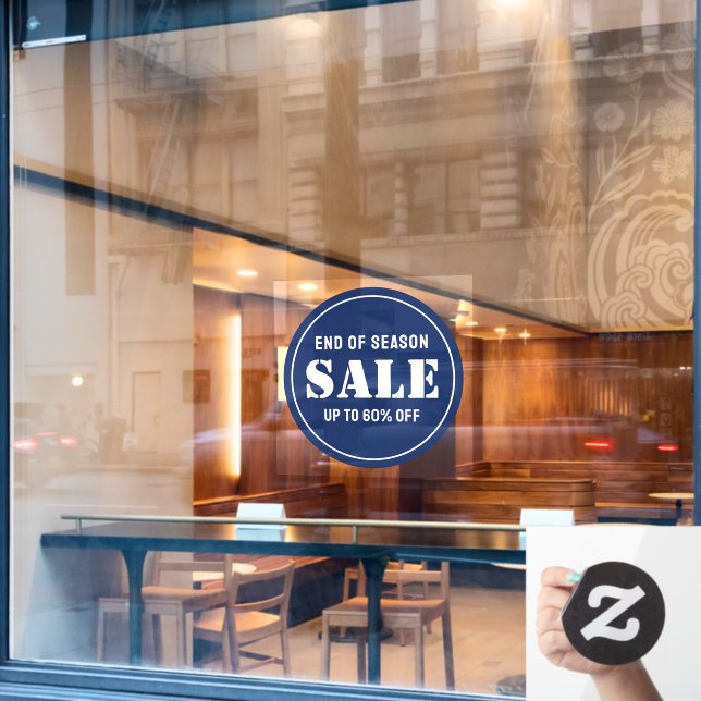 Custom Modern Blue Business Store Sale Window Cling (Cafe Window)