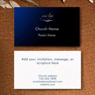 Custom Modern Blue Gradient Church Pastor Minister Business Card