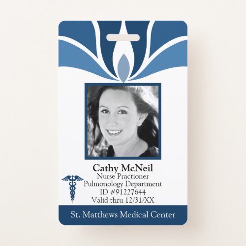 Custom Modern Blue Hospital Employee Medical ID Badge