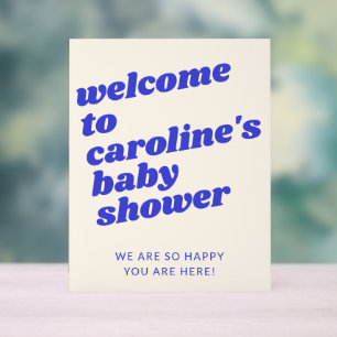 Custom Modern Blue Retro Baby Shower Welcome  Acrylic Sign