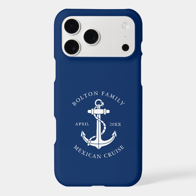 Custom Modern Boat Nautical Blue Anchor iPhone Case (Back)