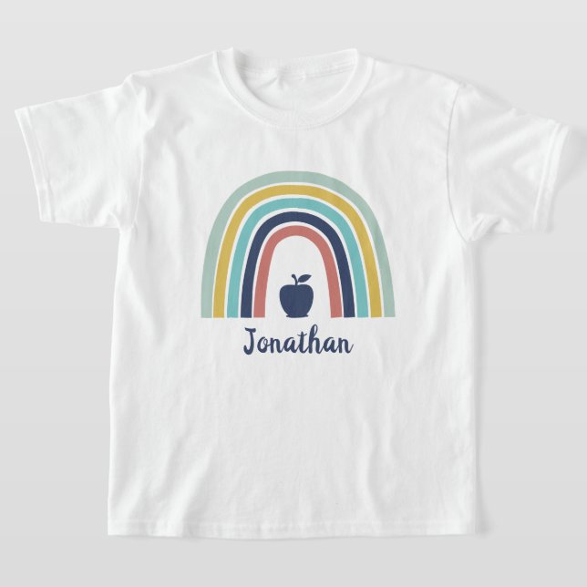 Custom modern boho apple fruit rainbow T-Shirt (Laydown)