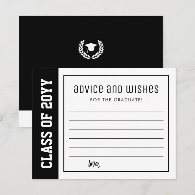 Custom Modern Bold Graduation Advice & Wishes Note Card (Front/Back)