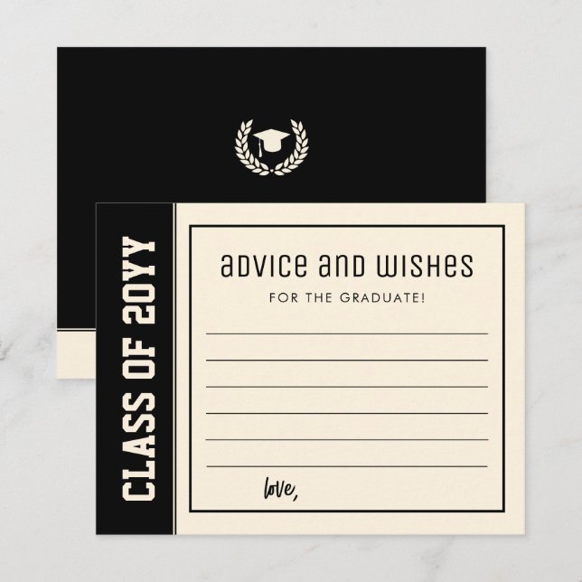 Custom Modern Bold Graduation Advice & Wishes Note Card (Front/Back)