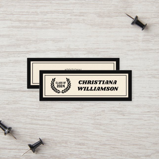 Custom Modern Bold Graduation Name Card Inserts (Front/Back In Situ)