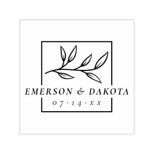 Custom Modern Botanical Wedding Save The Date Self-inking Stamp