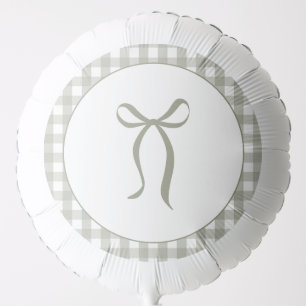 Custom Modern Bow Sage Green Gingham Boho Balloon