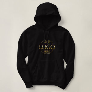 Custom Modern Branded Business Logo Black Staff Hoodie
