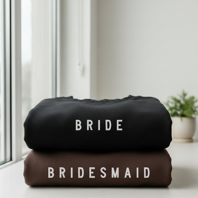 Custom modern bridesmaid crewneck gift for bridal  embroidered sweatshirt (Modern Script Bridesmaid Sweatshirt Gift for Her, Personalized Bride Squad Sweatshirt Gift for Her)