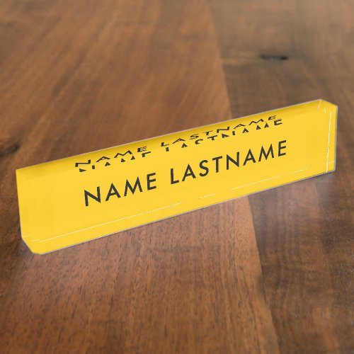 Custom Modern Bright Yellow Simple Minimalist Desk Name Plate