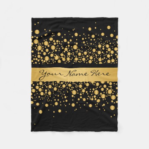 Custom Modern Bubbles  Exquisite Gold on Black Fleece Blanket