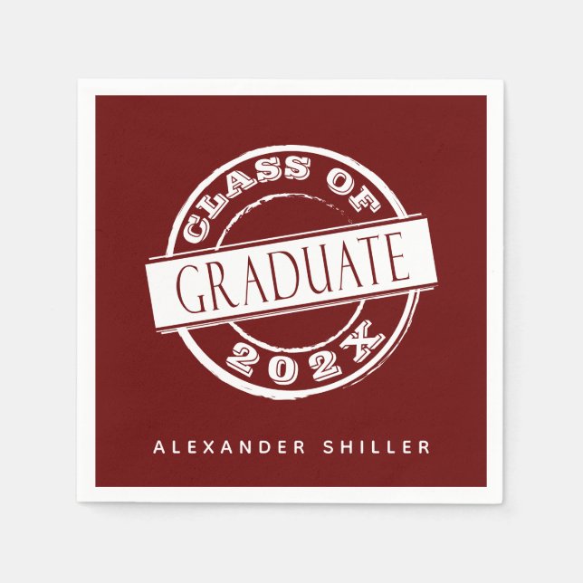 Custom Modern Burgundy Graduate Napkins (Front)