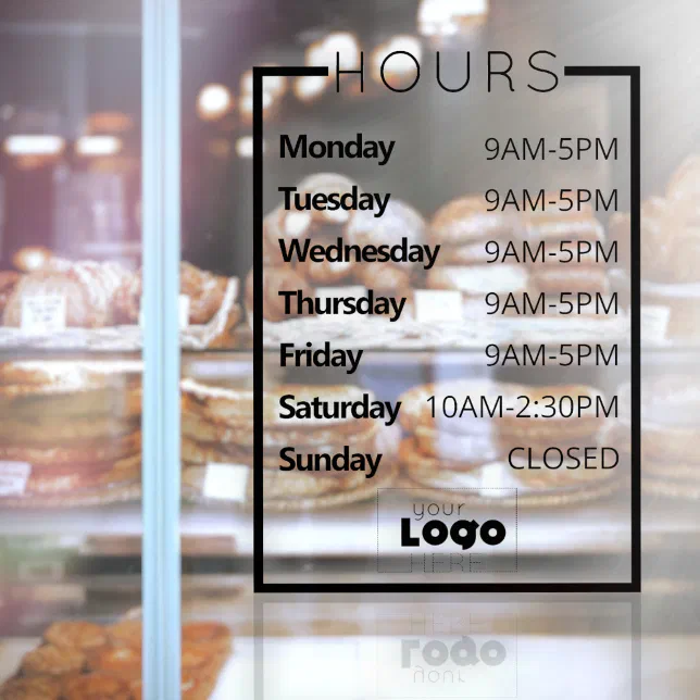 Custom Modern Business Hours Store Window Cling | Zazzle