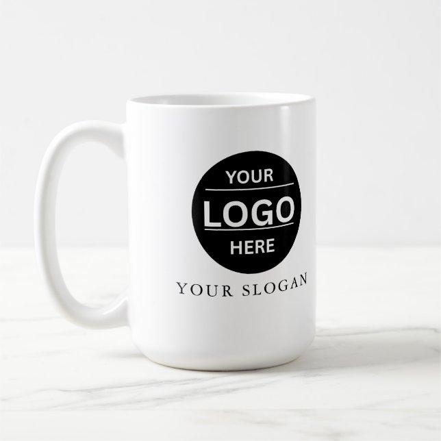 Custom Modern Business Logo Branded Coffee Mug (Left)