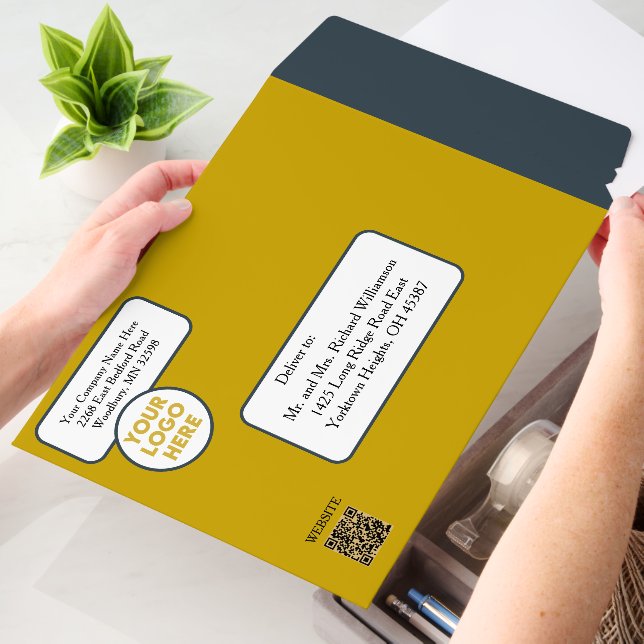 *Custom Modern Business Logo Website Social Media  Envelope Mailers (Desk)