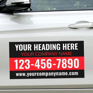 Custom Modern Business Professional Red Black Car Magnet