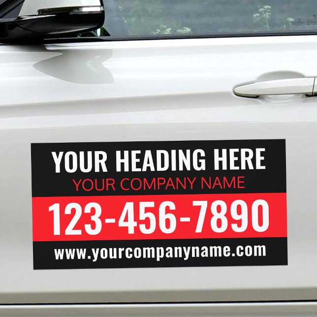Custom Modern Business Professional Red Black Car Magnet (Creator Uploaded)
