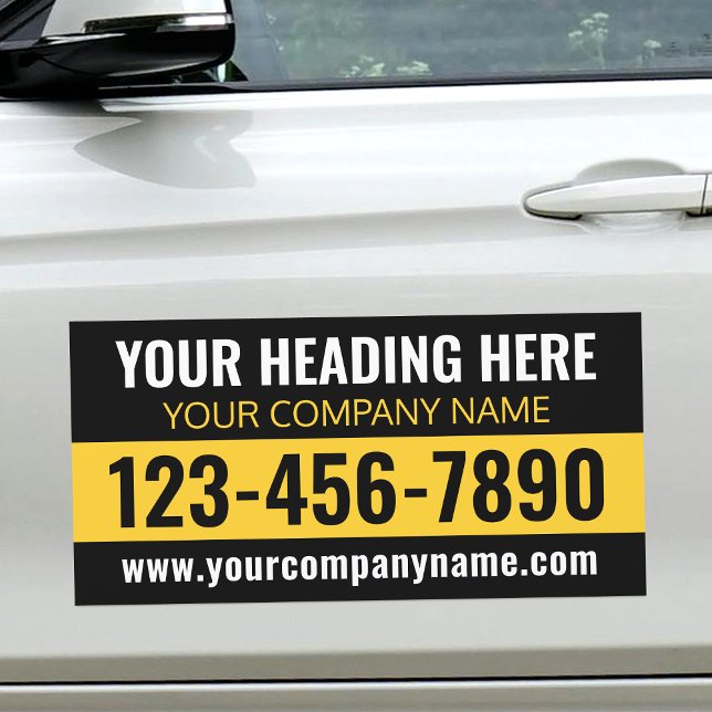 Custom Modern Business Professional Yellow Black Car Magnet (Creator Uploaded)