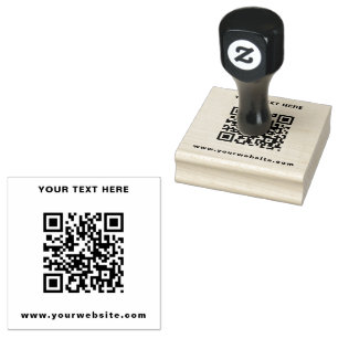 Custom Modern Business QR Code & Text Rubber Stamp