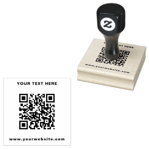 Custom Modern Business QR Code  Text Rubber Stamp