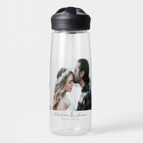 Custom Modern Calligraphy Add Your Own Photo  Water Bottle