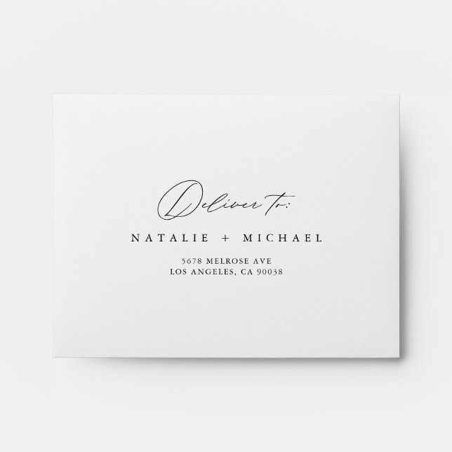 Custom Modern Calligraphy Self Addressed RSVP Envelope (Front)