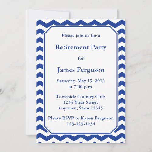 Custom Modern Chevron Invitation - Dark Navy Blue