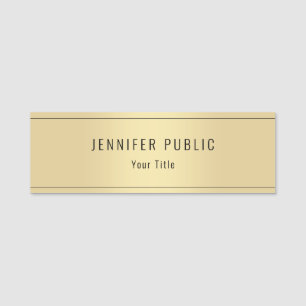 Custom Modern Chic Template Glamorous Gold Look Name Tag