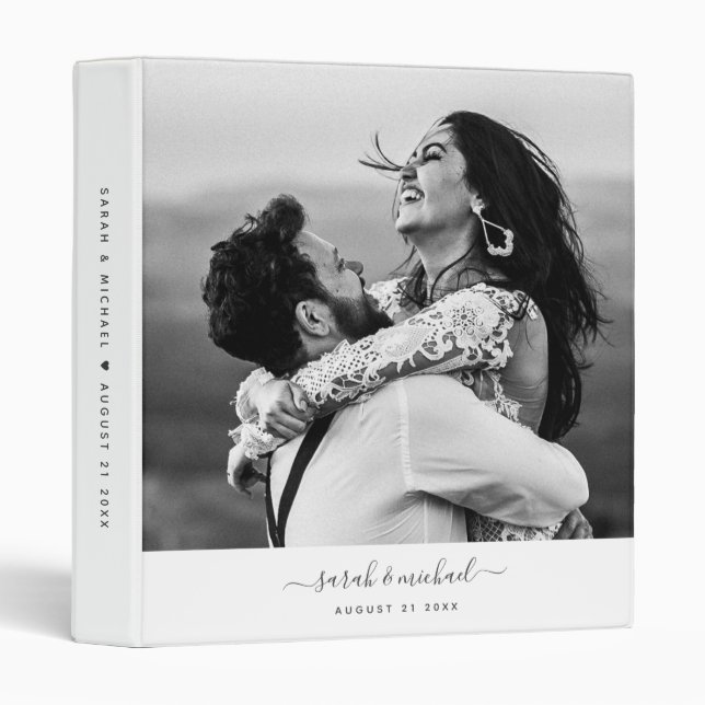 Custom Modern Chic Wedding Photo Planer Album 3 Ring Binder (Front/Spine)