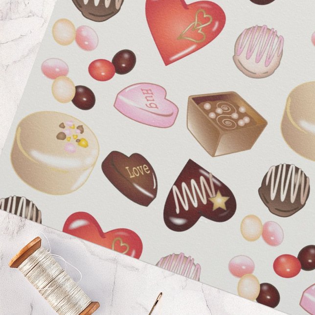 Custom Modern Chocolate Candy Heart Fabric (Creator Uploaded)