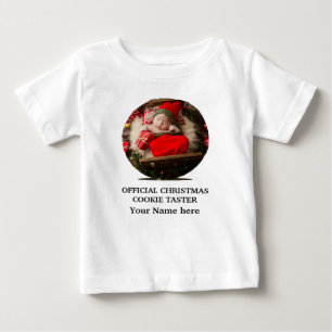 Custom modern Christmas cookie photo template Baby T-Shirt