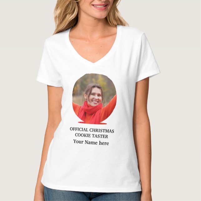 Custom modern Christmas cookie photo template T-Sh T-Shirt (Front)