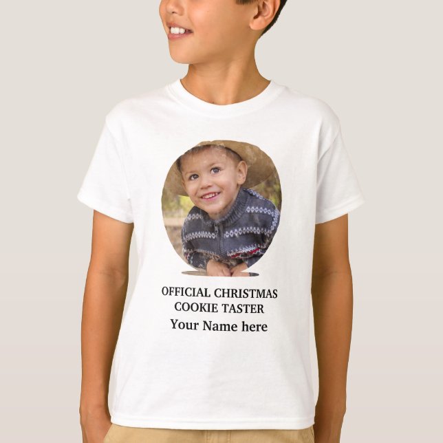Custom modern Christmas cookie photo template T-Sh T-Shirt (Front)