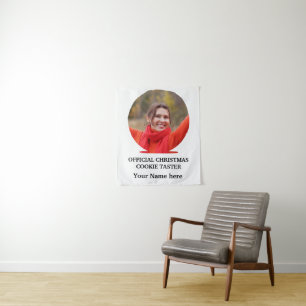 Custom modern Christmas cookie photo template Tapestry