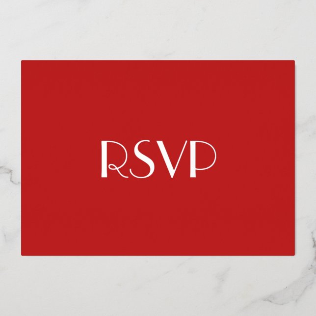 Custom Modern Christmas Red Holiday Party RSVP Foil Invitation (Front)