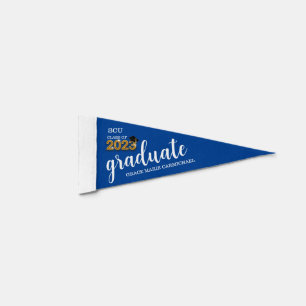 Custom Modern Class of 2023 Graduate Blue Pennant Flag