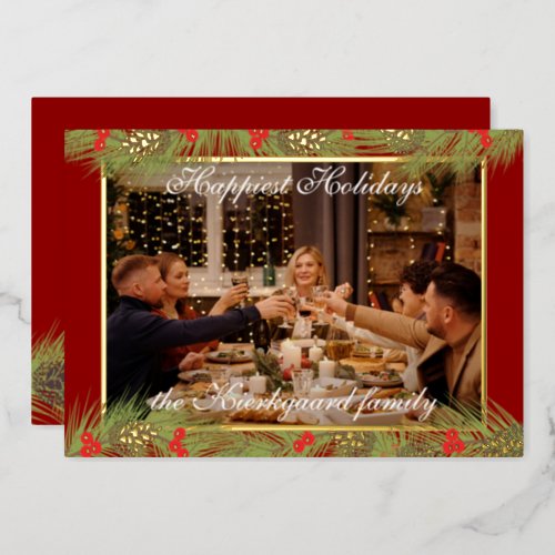 Custom Modern Classic Chic Happiest Real Gold Foil Holiday Card