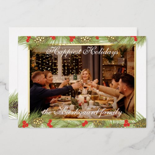 Custom Modern Classic Chic Happiest Real Gold Foil Holiday Card