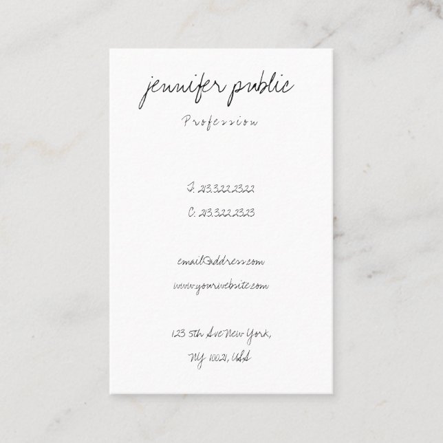 Custom Modern Clean Template Elegant Freehand Text Business Card (Front)