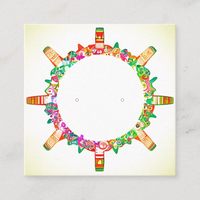 Custom Modern Colorful Floral Small Earring Cards (Front)